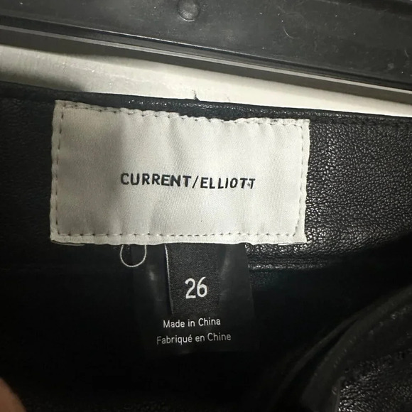 Current/Elliott Fused High Rise Stiletto Jeans Rocco Leather Piecing Black 26 - Picture 6 of 8